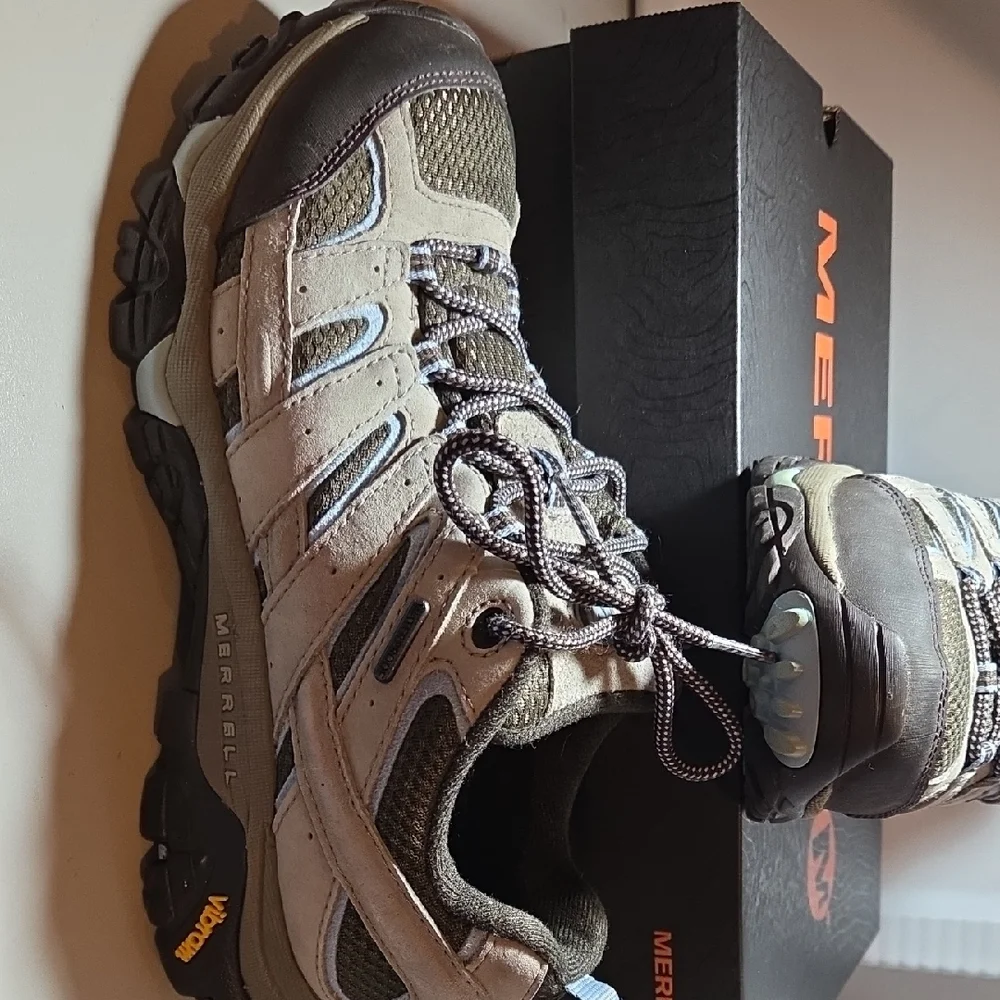 Merrell Women's Moab 2 WP Brindle Shoes - Tan and Gray 10.5 - Picture 3 of 8